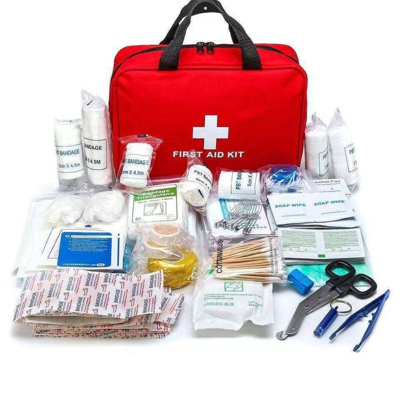 25 件セット 家庭医療機器 消毒剤タイプ付き 赤色ファーストエイドキット